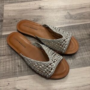 NWOT’s Lucky Brand Women's Silver Braided Sandals